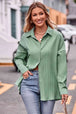 Slit Dropped Shoulder Longline Shirt Bazaarbey