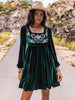 Embroidered Square Neck Long Sleeve Dress -BazaarBey - www.shopbazaarbey.com