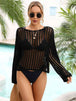 Long Sleeve Round Neck Openwork Cover-Up Trendsi