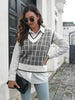 Plaid V-Neck Sweater Vest Trendsi
