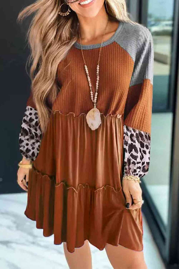 Round Neck Frill Trim Dress -BazaarBey - www.shopbazaarbey.com