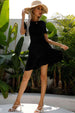 Round Neck Short Sleeve Mini A-Line Dress -BazaarBey - www.shopbazaarbey.com