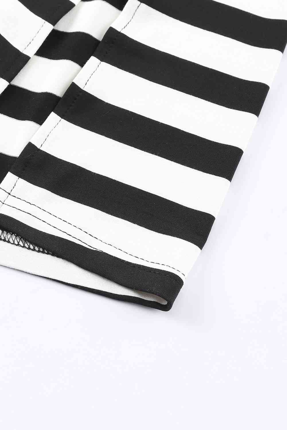 Striped V-Neck Short Sleeve Side Slit Dress -BazaarBey - www.shopbazaarbey.com