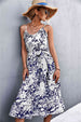 Floral Frill Trim Scoop Neck Spaghetti Strap Dress -BazaarBey - www.shopbazaarbey.com