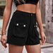 Cuffed Denim Shorts with Pockets Bazaarbey