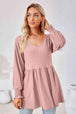 V-Neck Lantern Sleeve Blouse Bazaarbey