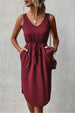 V-Neck Curved Hem Sleeveless Dress -BazaarBey - www.shopbazaarbey.com