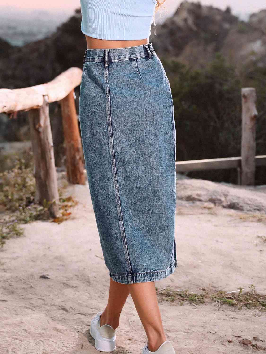 Button Down Denim Skirt Bazaarbey