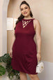 Plus Size Cutout Round Neck Sleeveless Dress -BazaarBey - www.shopbazaarbey.com