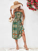 Printed Strapless Tie Belt Dress -BazaarBey - www.shopbazaarbey.com