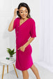  Sunday Brunch Button Down Knee-Length Dress in Magenta -BazaarBey - www.shopbazaarbey.com