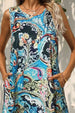 Printed Round Neck Sleeveless Dress with Pockets -BazaarBey - www.shopbazaarbey.com