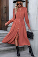 Button Down Notched Neck Dress -BazaarBey - www.shopbazaarbey.com