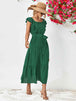 Tie Belt Ruffled Tiered Dress -BazaarBey - www.shopbazaarbey.com