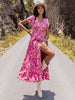 Floral V-Neck Slit Dress -BazaarBey - www.shopbazaarbey.com