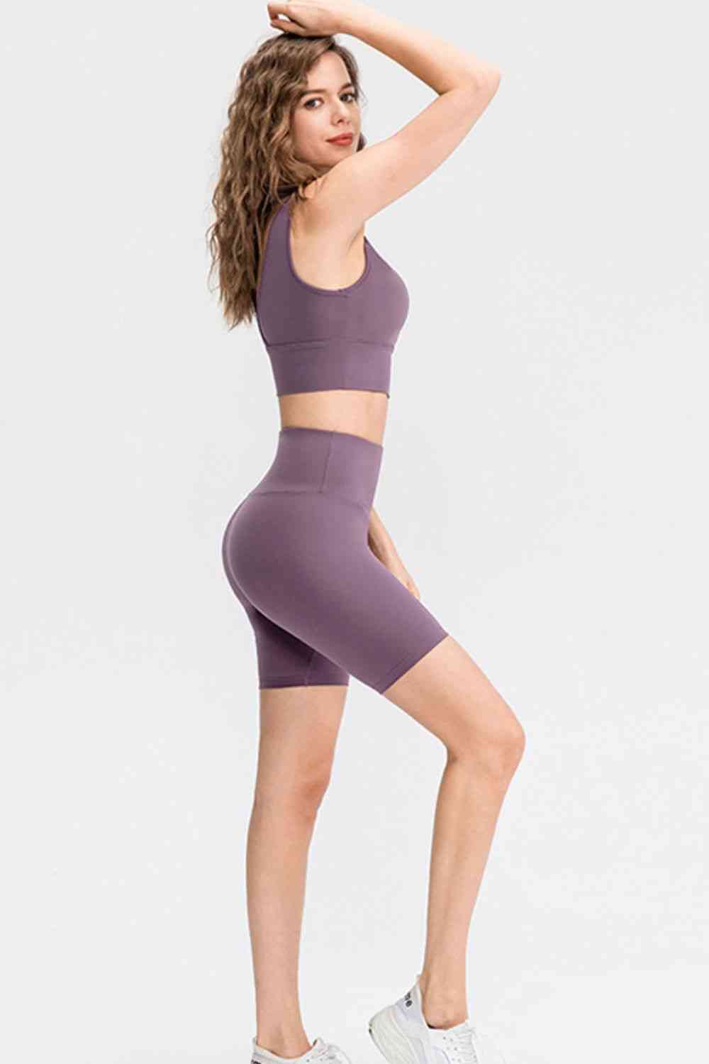 Slim Fit Wide Waistband Sports Shorts Trendsi