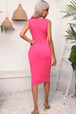 Drawstring Ruched Slit Sleeveless Dress -BazaarBey - www.shopbazaarbey.com