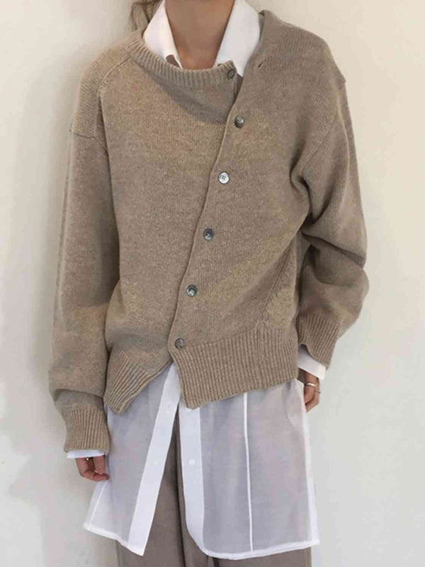 BazaarBey Dropped Shoulder Buttoned Cardigan Bazaarbey