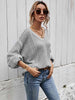 V-Neck Dropped Shoulder Sweater Bazaarbey