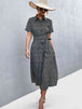 Printed Tie Waist Short Sleeve Shirt Dress -BazaarBey - www.shopbazaarbey.com