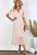  V-Neck Short Sleeve Midi Dress -BazaarBey - www.shopbazaarbey.com