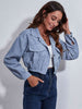 Collared Neck Dropped Shoulder Buttoned Jacket Bazaarbey