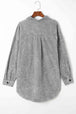 Washed Button Down Dropped Shoulder Jacket Trendsi
