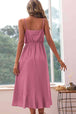 Spaghetti Strap Decorative Button Ruffled Dress -BazaarBey - www.shopbazaarbey.com