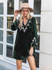 V-Neck Slit Sleeve Mini Dress -BazaarBey - www.shopbazaarbey.com