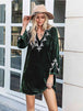 V-Neck Slit Sleeve Mini Dress -BazaarBey - www.shopbazaarbey.com