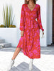 Floral V-Neck Long Sleeve Dress -BazaarBey - www.shopbazaarbey.com