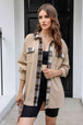 Plaid Button Down Collared Jacket Trendsi