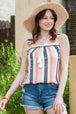 Striped Tassel Tie V-Neck Tank Bazaarbey
