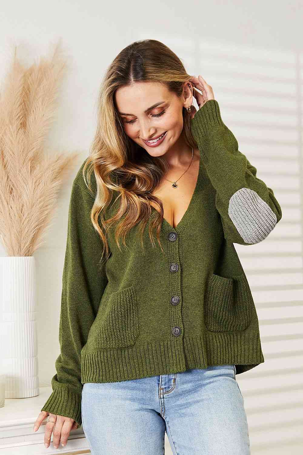   Long Sleeve V Neck Button Down Cardigan Trendsi