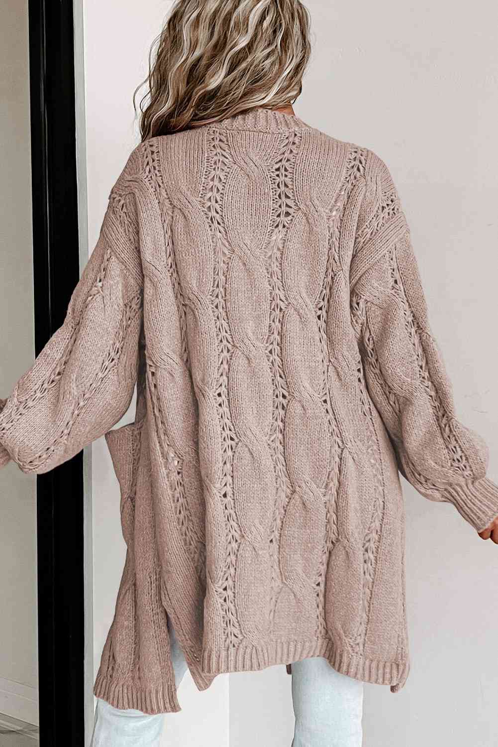 Cable-Knit Dropped Shoulder Cardigan Bazaarbey