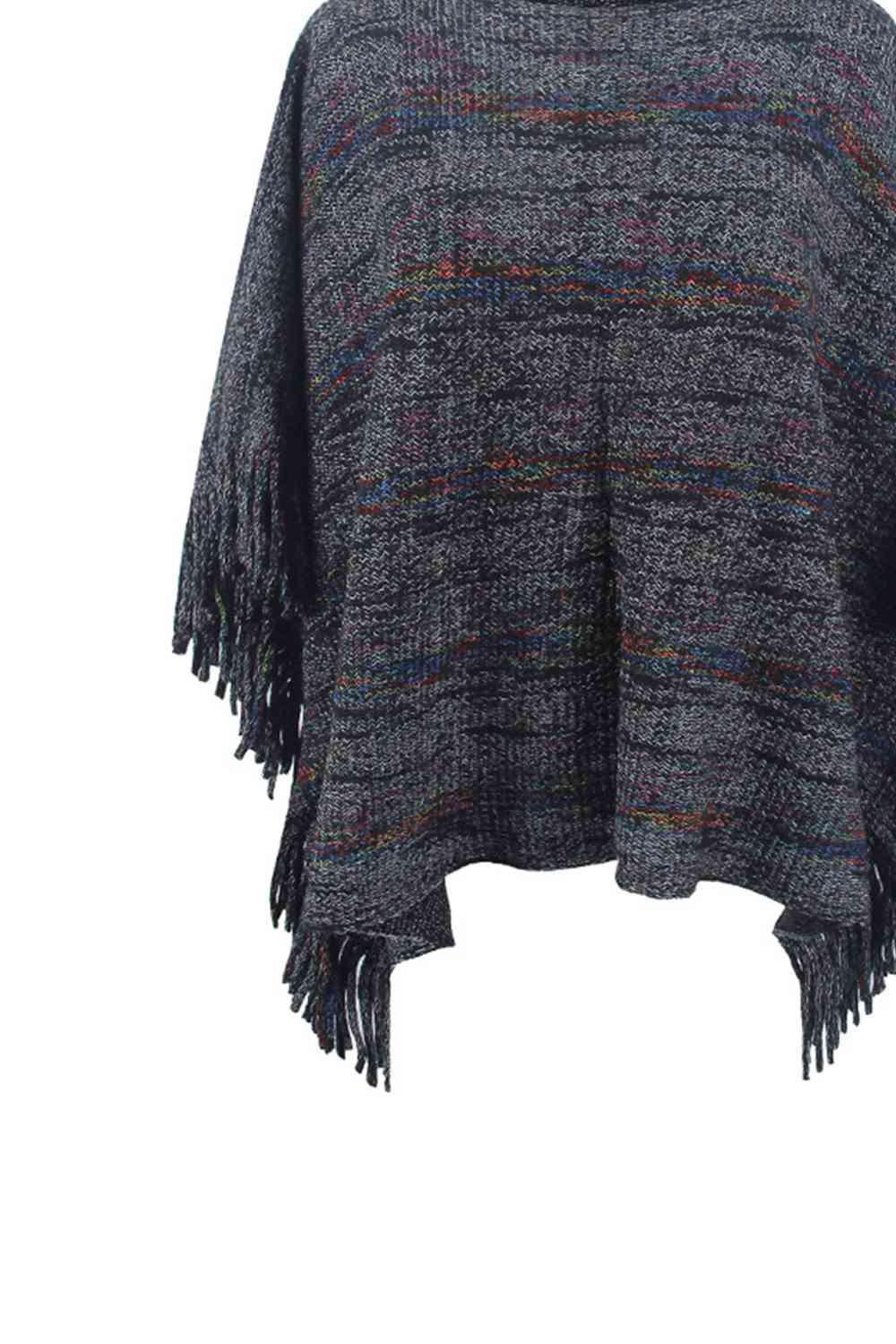 Round Neck Fringe Detail Sleeve Poncho Bazaarbey