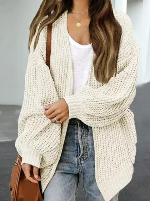 BazaarBey Drop Shoulder Balloon Sleeve Cardigan Bazaarbey