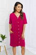  Sunday Brunch Button Down Knee-Length Dress in Magenta -BazaarBey - www.shopbazaarbey.com