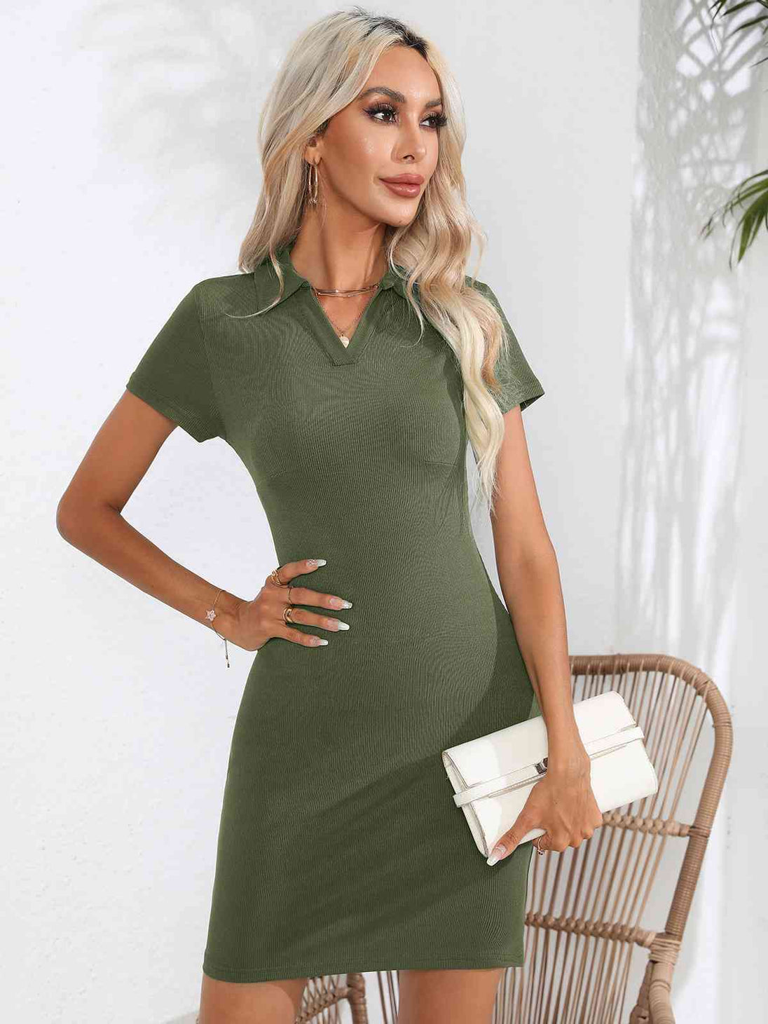  Short Sleeve Bodycon Dress -BazaarBey - www.shopbazaarbey.com