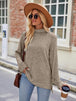 Ribbed Turtleneck Long Sleeve Slit Knit Top Bazaarbey