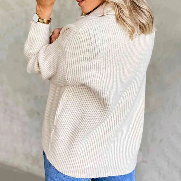 Collared Neck Rib-Knit Top Bazaarbey