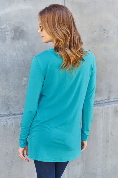  Full Size Round Neck Long Sleeve Top Trendsi