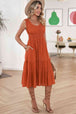 Smocked Waist Sleeveless Tiered Dress with Pockets -BazaarBey - www.shopbazaarbey.com
