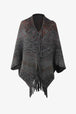 Multicolored Fringe Trim Poncho Bazaarbey