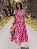 Floral V-Neck Slit Dress -BazaarBey - www.shopbazaarbey.com