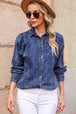 Button Up Collared Neck Denim Top Bazaarbey