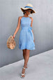 Printed Tie Waist Ruffle Hem Sleeveless Dress -BazaarBey - www.shopbazaarbey.com