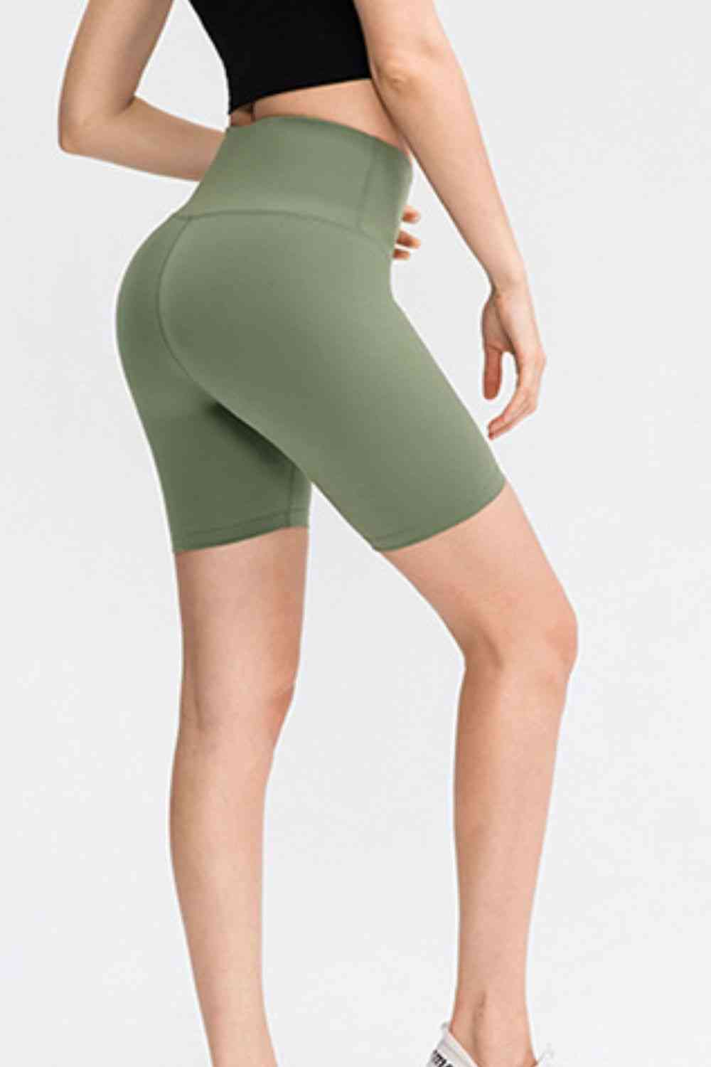 Slim Fit Wide Waistband Sports Shorts Trendsi