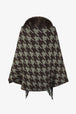 Houndstooth Fringe Hem Poncho Bazaarbey