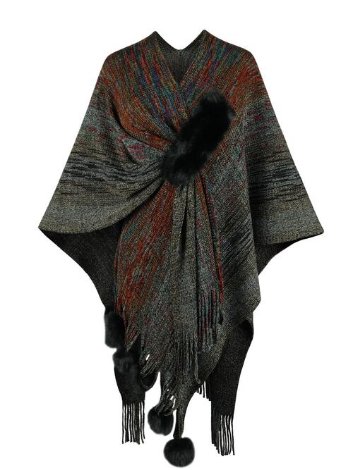 Heathered Fringe Hem Poncho Bazaarbey